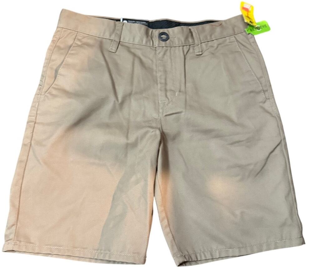 Volcom Frickin Chino Shorts, Khaki, Modern Straight, Boys Youth Size 29, NWT
